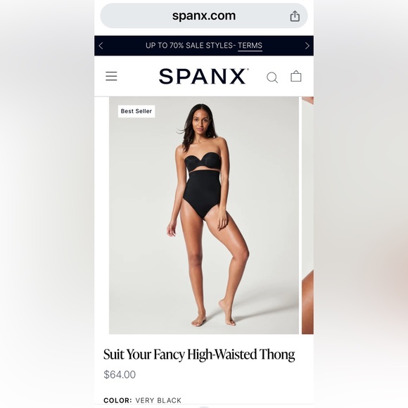 New Very Black SPANX High Waisted Thong Size Large - Picture 6 of 7